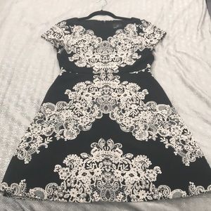 Adrianna Papell black dress with blush design